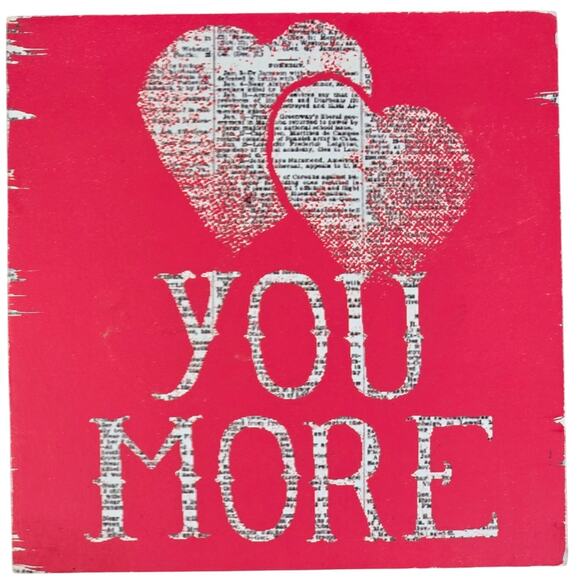 Clever Captions Love You More Hearts Wood Sign Valentine Love Home Decor - Picture 1 of 5